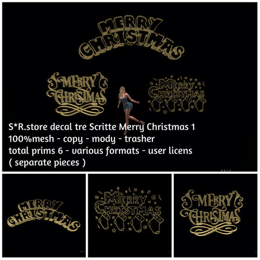 S*R.store mesh decal tre Scritte Merry Christmas 1
