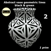abstract vase geometric lines black & green - model 2