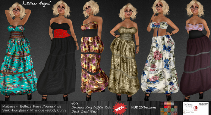 {Hellens}DEMO Bohemian Long Chiffon Tube Beach Corset Dres Ista Maitreya Hourglass Physique Isis Venus Freya eBody