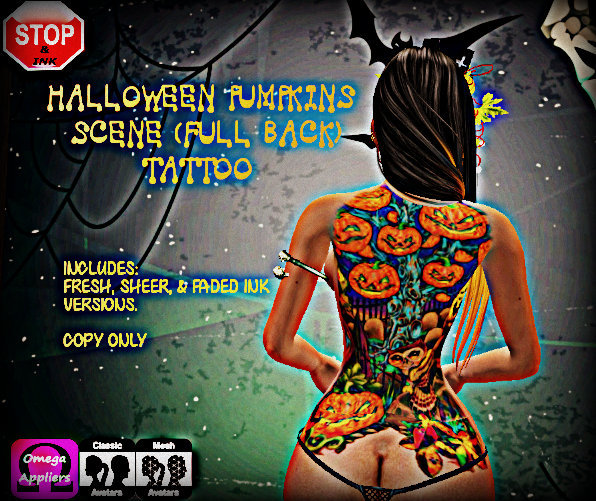 *S&I* Bag (Halloween Pumpkins Scene (Full Back) Tattoos)