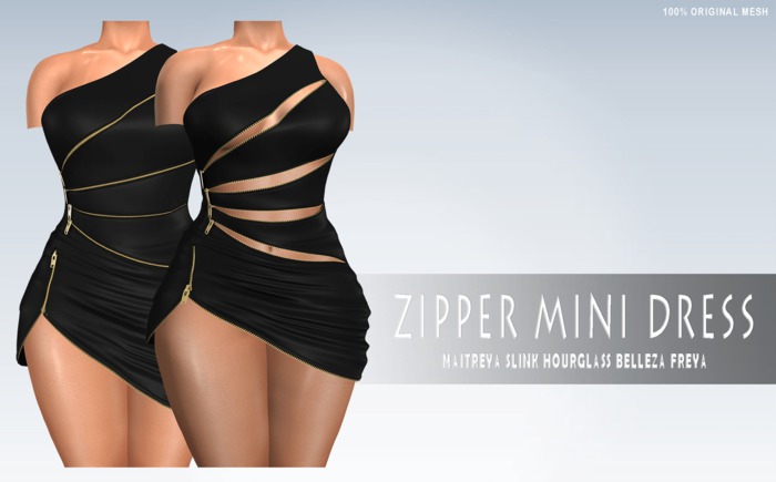 iS Zipper Mini Dress BLACK