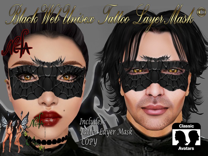 NEFA 168T Black Web Unisex Tattoo Layer Mask Boxed