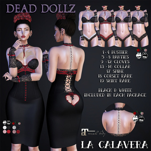 13. Dead Dollz - La Calavera - Collar - White