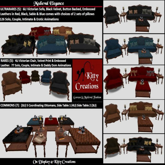 Elegance Chair  Blue Leather - Kitty Creations RARE