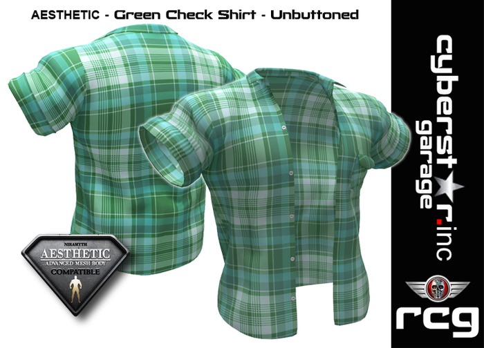 AESTHETIC - Green Check Shirt - Unbuttoned