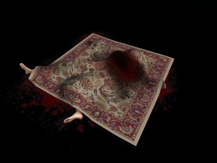 Bloody Female Body Under the Rug