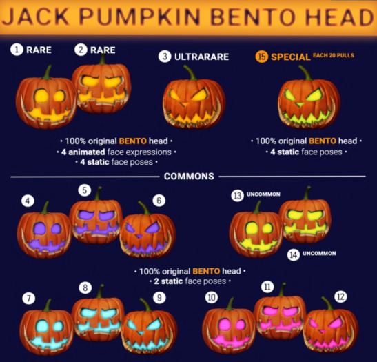 SEmotion Libellune Jack Pumpkin Bento Head #2 RARE