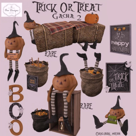 .:Bee Designs:.ToT Gacha 2-Pumpkin doll Hay Bales RARE