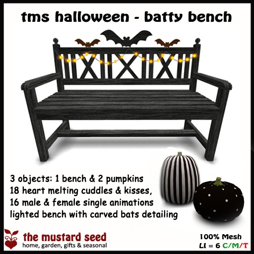 Second Life Marketplace tms halloween batty bench