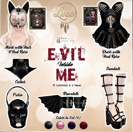 Luas Evil Inside Me Mask with Hair RARE