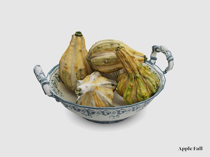 Apple Fall Gourds in Vintage Bowl (Box)