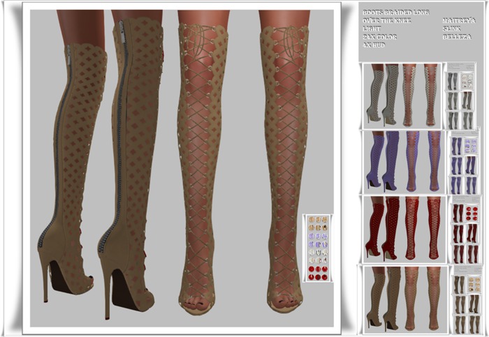 Second Life Marketplace - Boots braided long over the knee light with ...