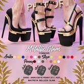 Metallic Glam ~ Phedora ~ Penny heels ~ Maitreya yellow COMMON