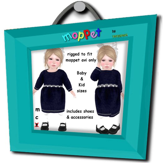 Moppet Blue Velvet Dress Set