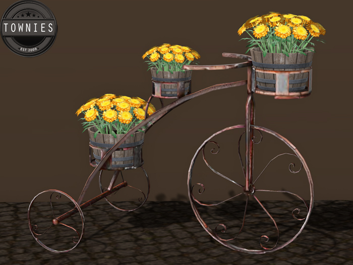 Townies Fall Autumn Mums Rusted Bike Planter