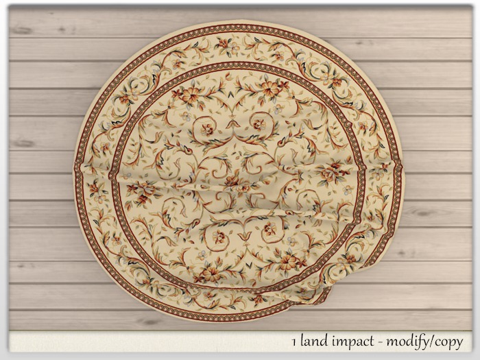 {WM} Round Rug: Ivory Floral {BOXED}