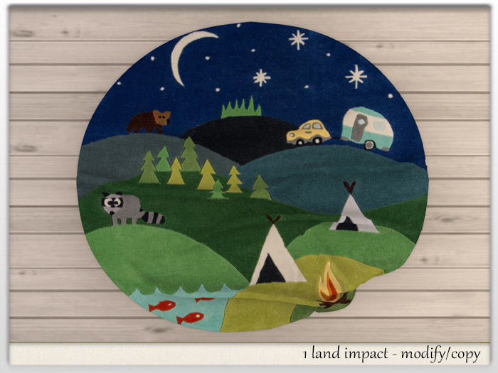 {WM} Round Rug: Camping Kids {BOXED}