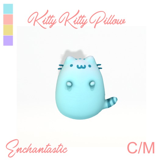 {ENT} Kitty Kitty Pillow Blue
