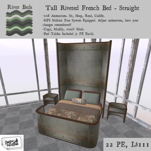 *Tall Riveted French Bed - Straight*