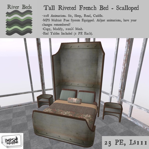 *Tall Riveted French Bed - Scalloped*