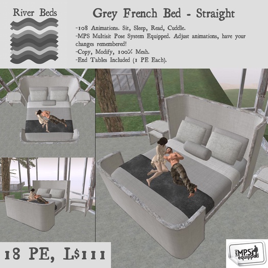 *Grey French Bed - Straight*