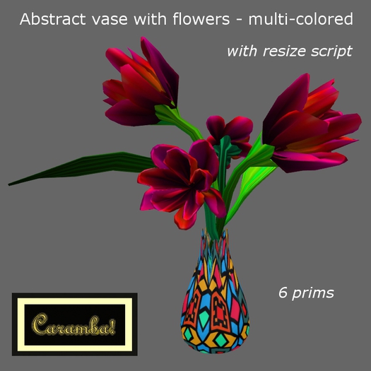 Abstract vase with flowers - multi-colored  (resize script)