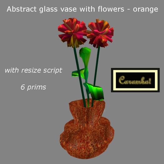 Abstract glass vase with flowers - orange (resize script)