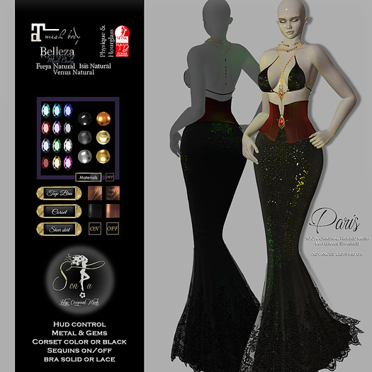 Son!a Paris Rigged Mesh Dress Sequins Red