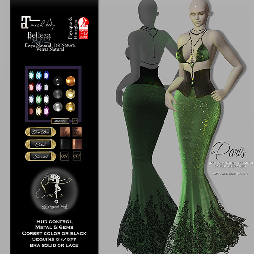 Son!a Paris Rigged Mesh Dress Sequins Leaf