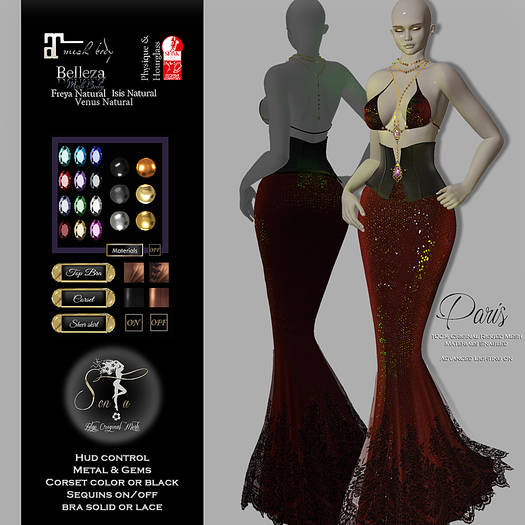 Son!a Paris Rigged Mesh Dress Sequins Red