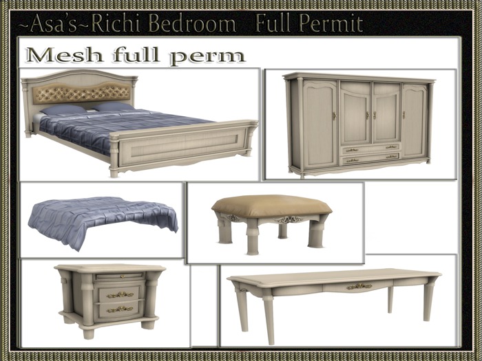 ~Asa's~Richi Full Bedroom Less prims Full Permit