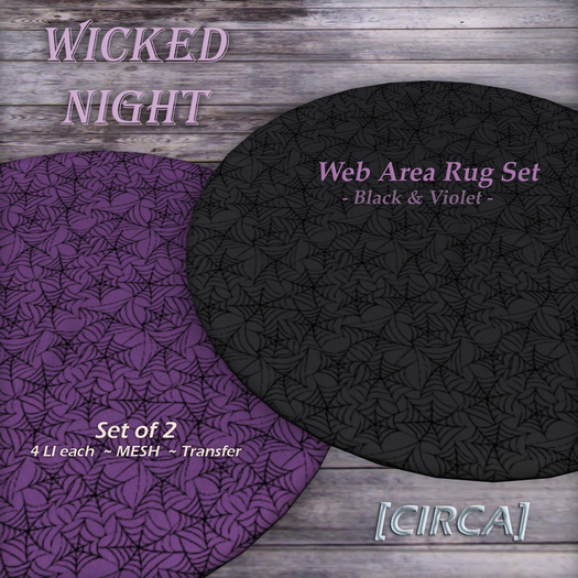 [CIRCA] Pkg - "WICKED NIGHT" - Web Area Rug Set