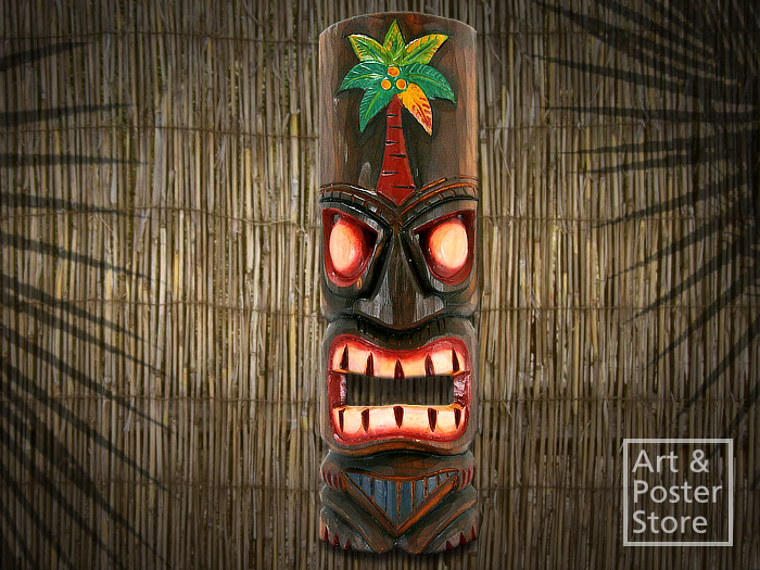 Colourful Hand Carved Tiki Polynesian Mask #01