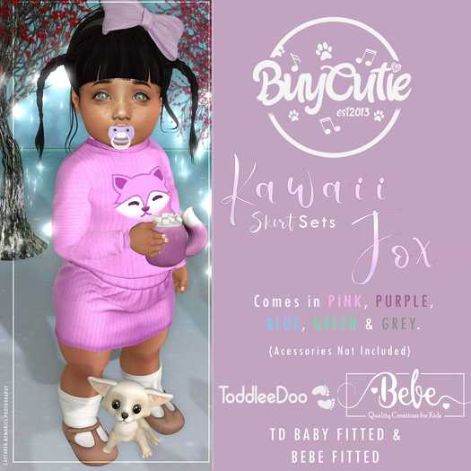 ~*BC*~GREY KAWAII FOX SKIRTSET{WEAR TO UNPACK}