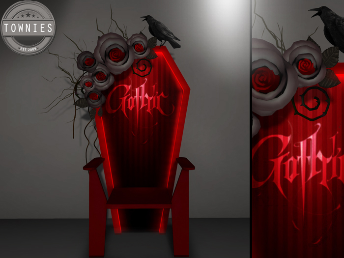 [Townies] Red Gothic Rose Coffin Chair