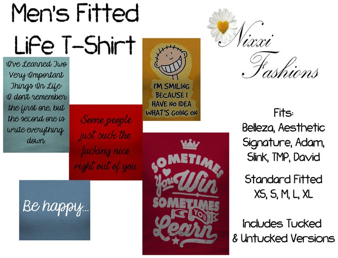 Nixxi Fashions - Men's Fitted Life T-Shirt (5 Options)