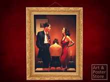 Jack Vettriano SCARLET RIBBONS Erotic Art | Gold Mesh Frame