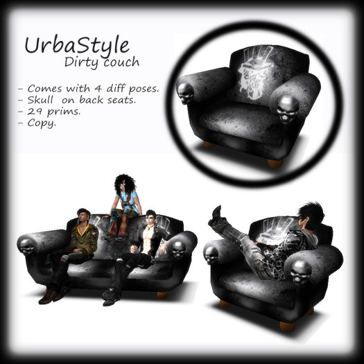 UrbaStyle*Dirty couch set (Black)