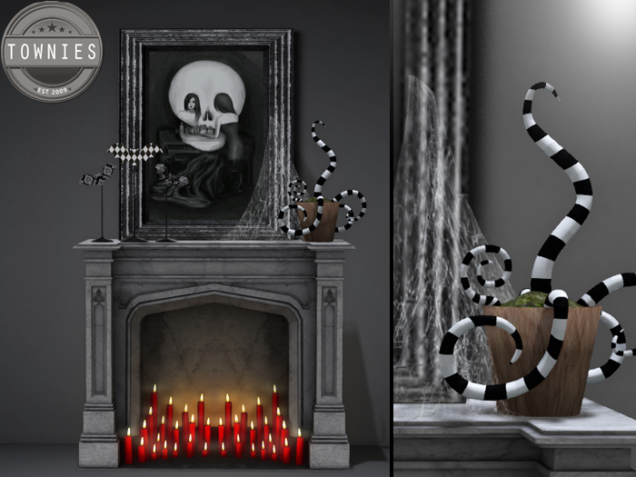 Townies Red Gothic Rose Candle Fireplace