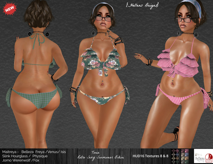 {Hellens} Retro Sexy Swimwear Bikini Tonia Maitreya Hourglass Physique Venus Freya Isis Werenwolf Fox