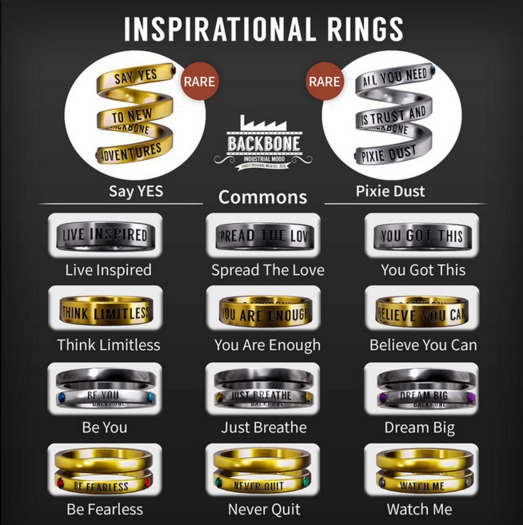 BackBone Inspirational Rings - Live Inspired