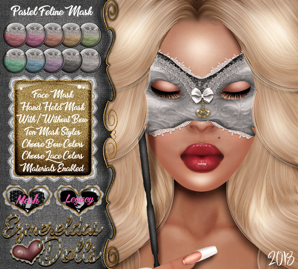 -{E's Dolls} Pastel Feline Masquerade Masks {09-26-2018}