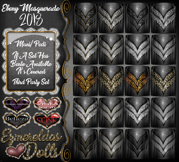 -{E'sDolls}Ebony Masquerade{Nail Applier HUDs-O/VB/S/B}{92818}