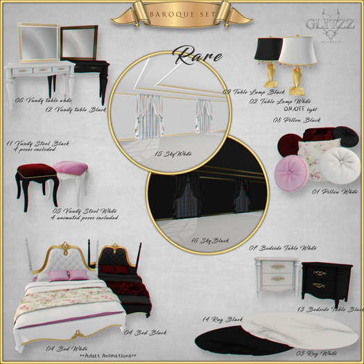 16 [Glitzz] Baroque Set - Sky Black - RARE