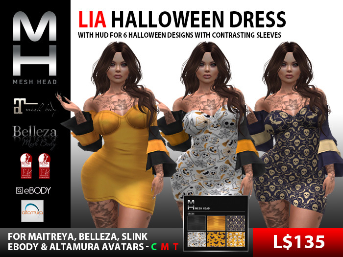 Mesh Head Lia Halloween Dress - SLINK / BELLEZA / MAITREYA / eBODY