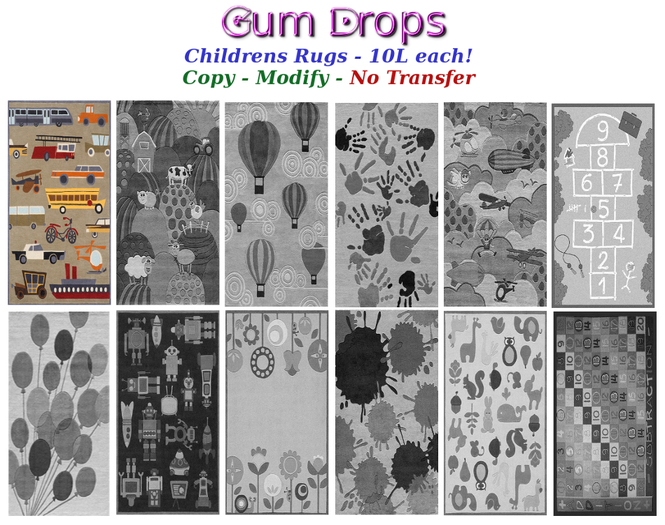 Gum Drops -  My Vehicles Rug - 1 Rug - 1 prim