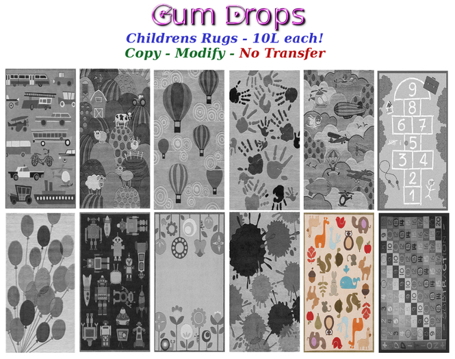 Gum Drops - Animal Rug - 1 Rug - 1 prim