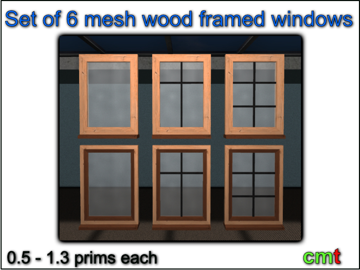 Set of 6 Mesh Wooden Frame Windows