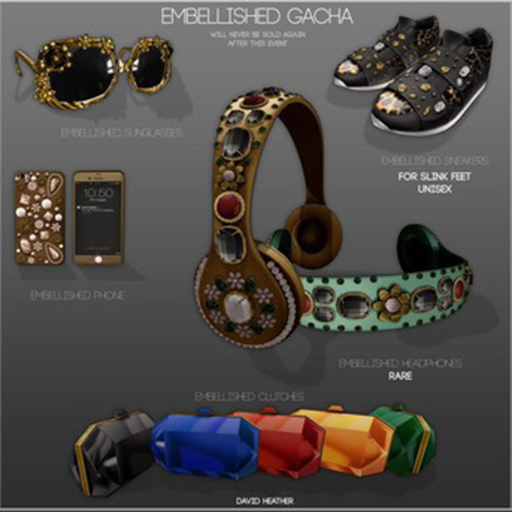 -David Heather-Embelished Headphones/Gold RARE