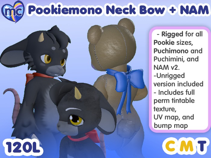 (mc) Pookiemono Tintable Neck Bow for Puchimono, Pookie, and NAM v2